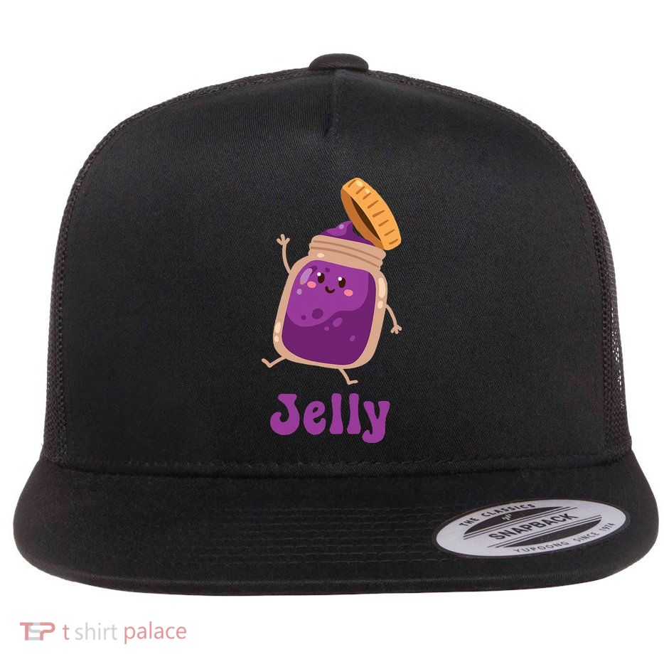 Peanut Butter & Jelly Matching Couple Halloween Best Friends Flat Bill Trucker Hat