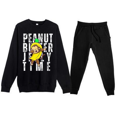 Peanut Butter Jelly Time Monkey Dancing In A Banana Suit Premium Crewneck Sweatsuit Set