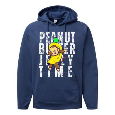 Peanut Butter Jelly Time Monkey Dancing In A Banana Suit Performance Fleece Hoodie