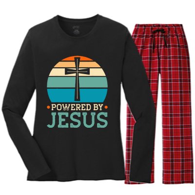 Powered By Jesus Women's Long Sleeve Flannel Pajama Set 