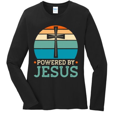 Powered By Jesus Ladies Long Sleeve Shirt