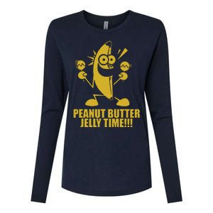 Peanut Butter Jelly Time Banana Womens Cotton Relaxed Long Sleeve T-Shirt