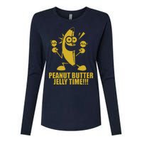 Peanut Butter Jelly Time Banana Womens Cotton Relaxed Long Sleeve T-Shirt