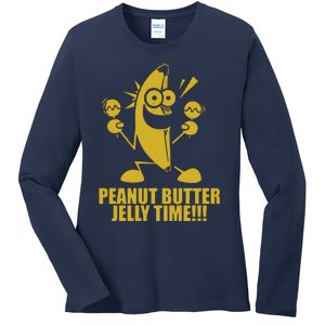 Peanut Butter Jelly Time Banana Ladies Long Sleeve Shirt