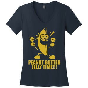 Peanut Butter Jelly Time Banana Women's V-Neck T-Shirt