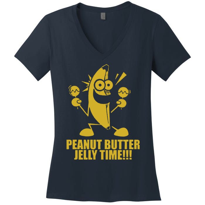 Peanut Butter Jelly Time Banana Women's V-Neck T-Shirt