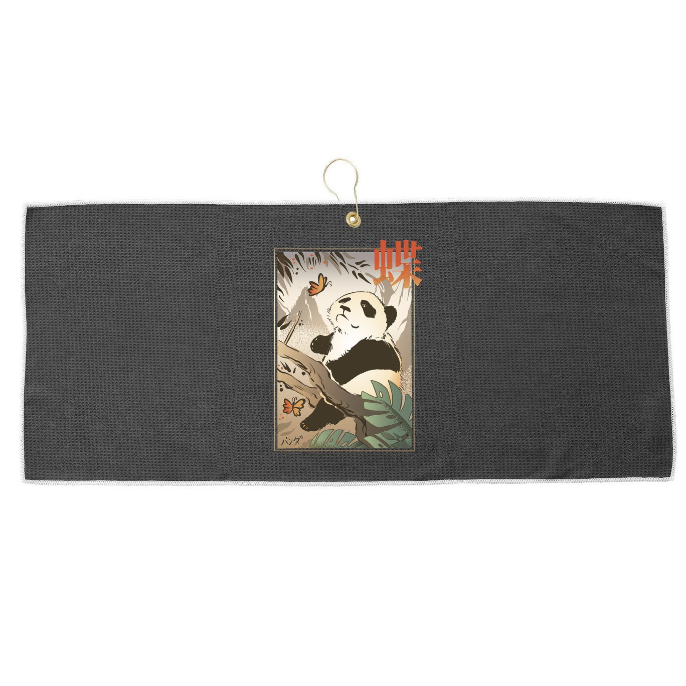 Panda Butterfly Japanese Large Microfiber Waffle Golf Towel