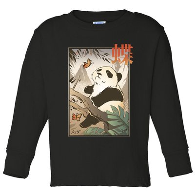 Panda Butterfly Japanese Toddler Long Sleeve Shirt