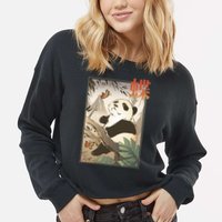 Panda Butterfly Japanese Cropped Pullover Crew