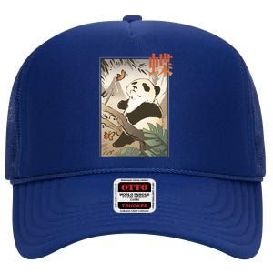 Panda Butterfly Japanese High Crown Mesh Back Trucker Hat