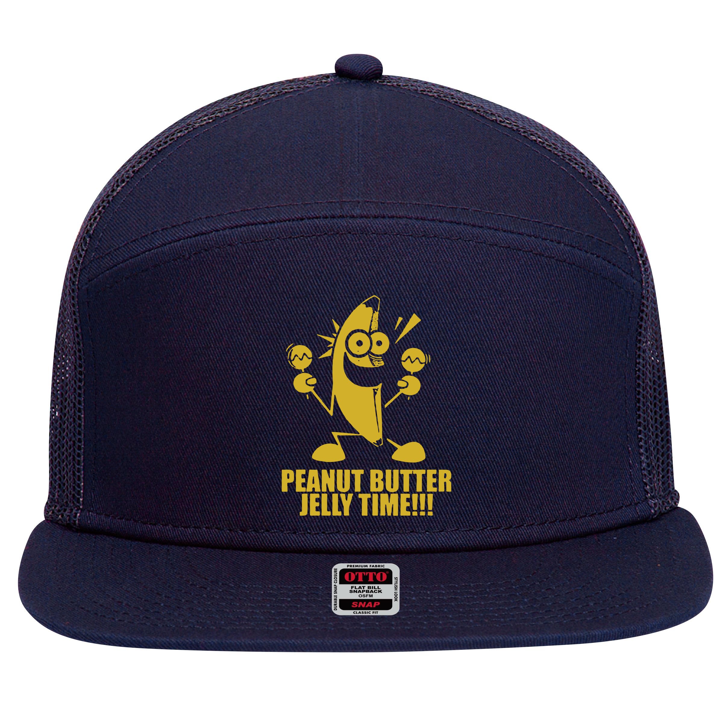 Peanut Butter Jelly Time Banana 7 Panel Mesh Trucker Snapback Hat