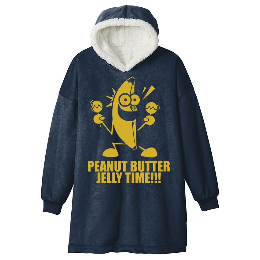 Peanut Butter Jelly Time Banana Hooded Wearable Blanket