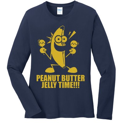Peanut Butter Jelly Time Banana Ladies Long Sleeve Shirt