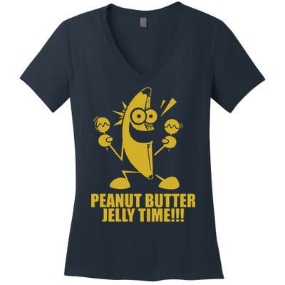 Peanut Butter Jelly Time Banana Women's V-Neck T-Shirt