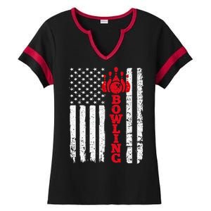 Patriotic Bowling Jersey Patriotic Bowler Cute Gift Ladies Halftime Notch Neck Tee