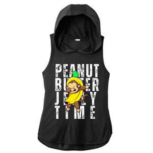 Peanut Butter Jelly Time Monkey Dancing In A Banana Ladies PosiCharge Tri-Blend Wicking Draft Hoodie Tank