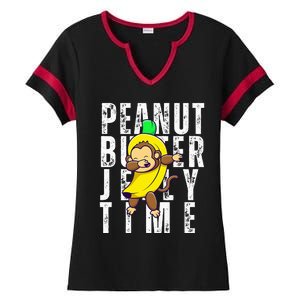 Peanut Butter Jelly Time Monkey Dancing In A Banana Ladies Halftime Notch Neck Tee