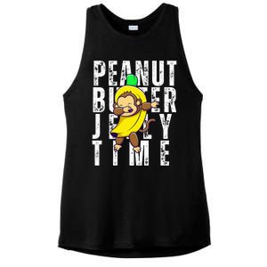 Peanut Butter Jelly Time Monkey Dancing In A Banana Ladies PosiCharge Tri-Blend Wicking Tank