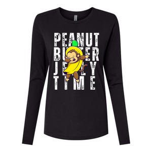 Peanut Butter Jelly Time Monkey Dancing In A Banana Womens Cotton Relaxed Long Sleeve T-Shirt