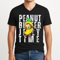 Peanut Butter Jelly Time Monkey Dancing In A Banana V-Neck T-Shirt