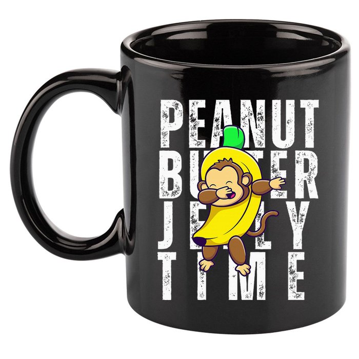 Peanut Butter Jelly Time Monkey Dancing In A Banana 11oz C Handle Ceramic Mug