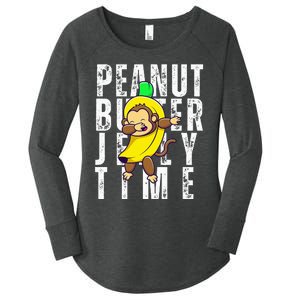 Peanut Butter Jelly Time Monkey Dancing In A Banana Women's Perfect Tri Tunic Long Sleeve Shirt