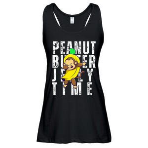 Peanut Butter Jelly Time Monkey Dancing In A Banana Ladies Essential Flowy Tank