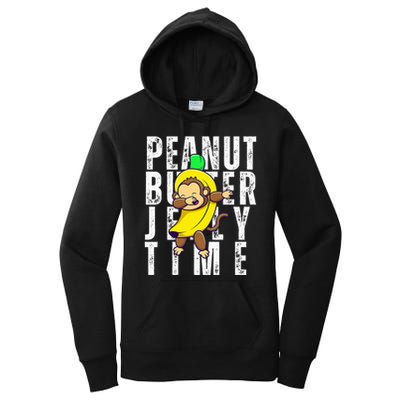 Peanut Butter Jelly Time Monkey Dancing In A Banana Women's Pullover Hoodie