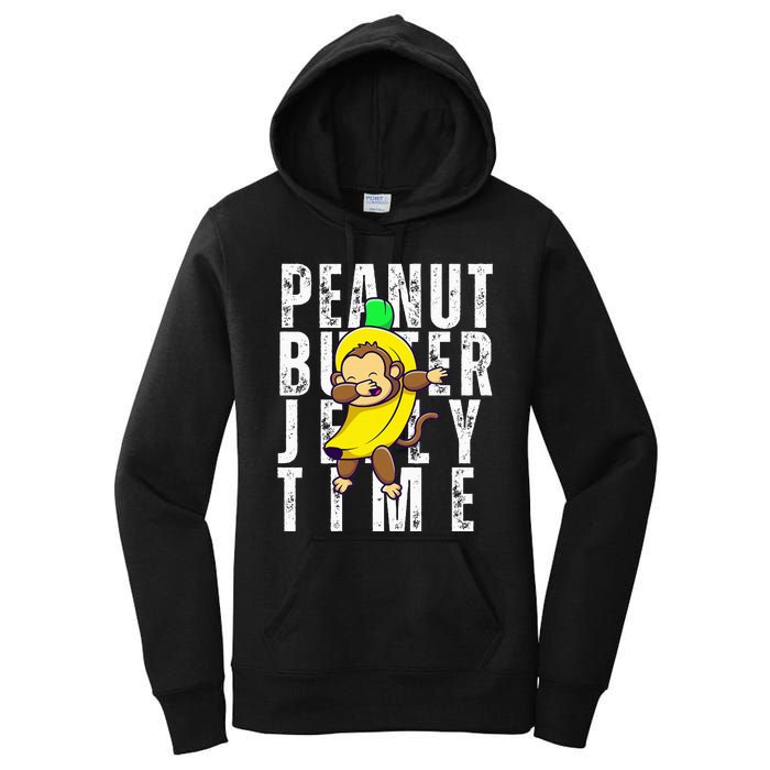 Peanut Butter Jelly Time Monkey Dancing In A Banana Women's Pullover Hoodie