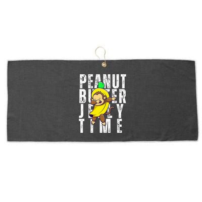 Peanut Butter Jelly Time Monkey Dancing In A Banana Large Microfiber Waffle Golf Towel