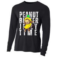 Peanut Butter Jelly Time Monkey Dancing In A Banana Cooling Performance Long Sleeve Crew