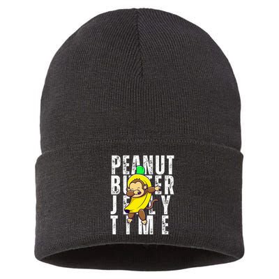 Peanut Butter Jelly Time Monkey Dancing In A Banana Sustainable Knit Beanie