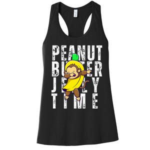 Peanut Butter Jelly Time Monkey Dancing In A Banana Women's Racerback Tank