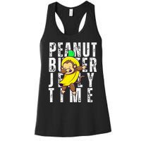 Peanut Butter Jelly Time Monkey Dancing In A Banana Women's Racerback Tank