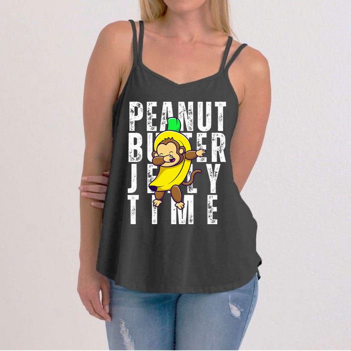 Peanut Butter Jelly Time Monkey Dancing In A Banana Women's Strappy Tank