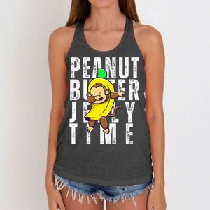 Peanut Butter Jelly Time Monkey Dancing In A Banana Women's Knotted Racerback Tank