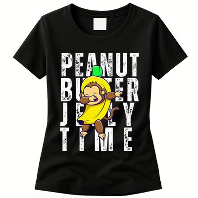 Peanut Butter Jelly Time Monkey Dancing In A Banana Womens T-Shirt