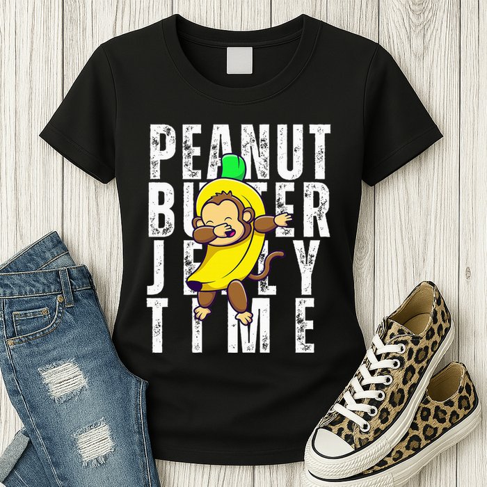 Peanut Butter Jelly Time Monkey Dancing In A Banana Womens T-Shirt