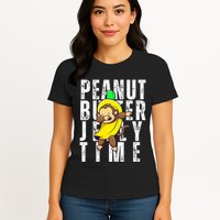 Peanut Butter Jelly Time Monkey Dancing In A Banana Womens T-Shirt