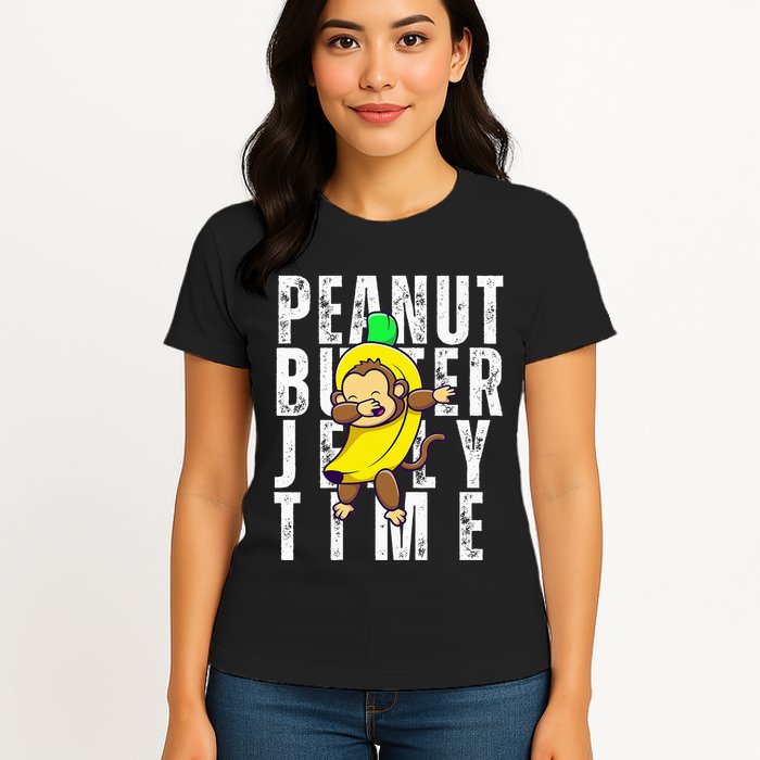 Peanut Butter Jelly Time Monkey Dancing In A Banana Womens T-Shirt