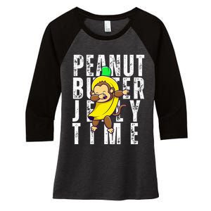 Peanut Butter Jelly Time Monkey Dancing In A Banana Women's Tri-Blend 3/4-Sleeve Raglan Shirt