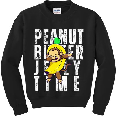 Peanut Butter Jelly Time Monkey Dancing In A Banana Kids Sweatshirt