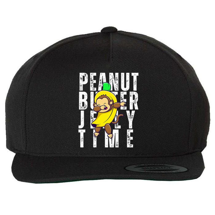Peanut Butter Jelly Time Monkey Dancing In A Banana Wool Snapback Cap