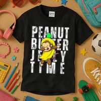 Peanut Butter Jelly Time Monkey Dancing In A Banana Kids T-Shirt