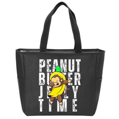 Peanut Butter Jelly Time Monkey Dancing In A Banana Zip Tote Bag