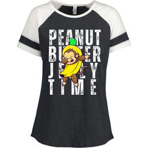 Peanut Butter Jelly Time Monkey Dancing In A Banana Enza Ladies Jersey Colorblock Tee