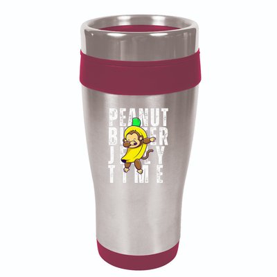 Peanut Butter Jelly Time Monkey Dancing In A Banana 16oz Travel Tumbler
