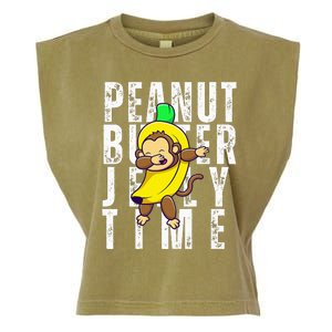 Peanut Butter Jelly Time Monkey Dancing In A Banana Garment-Dyed Women's Muscle Tee