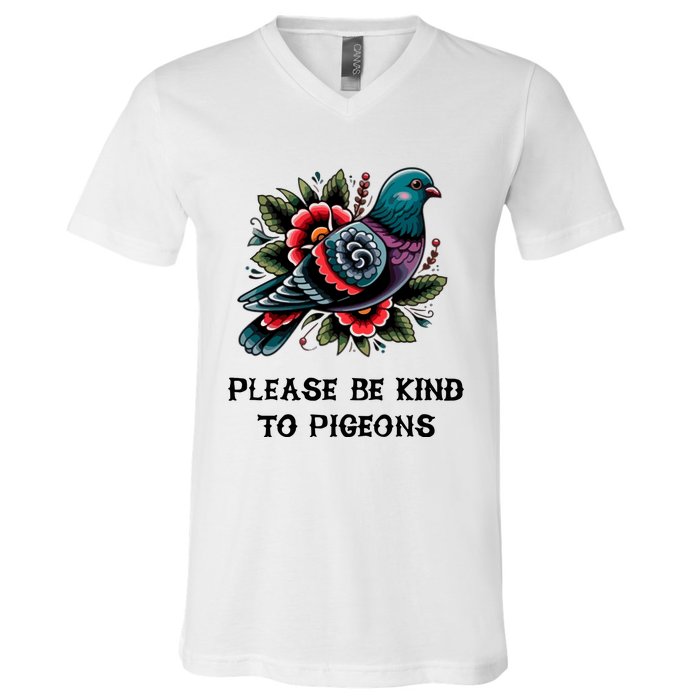 Please Be Kind To Pigeons V-Neck T-Shirt