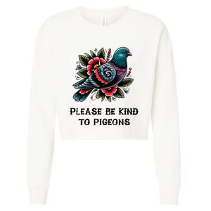 Please Be Kind To Pigeons Cropped Pullover Crew